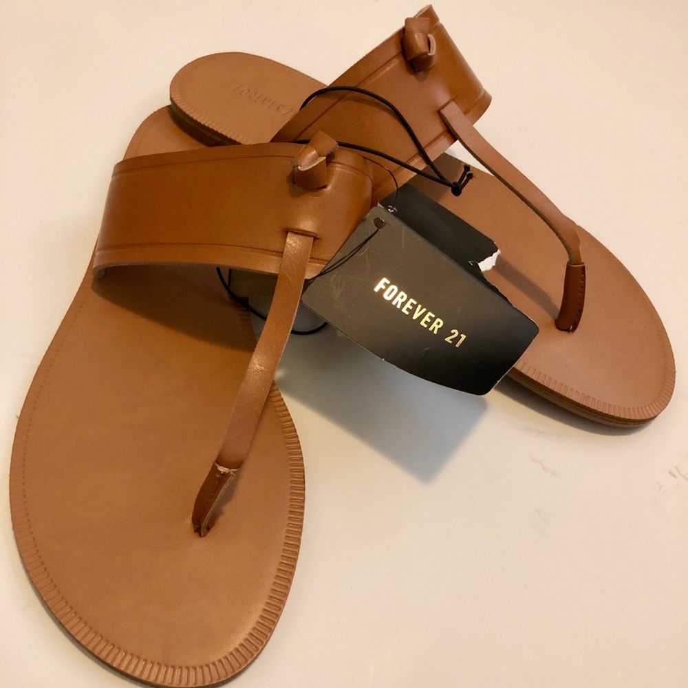 Brown thong flip flops